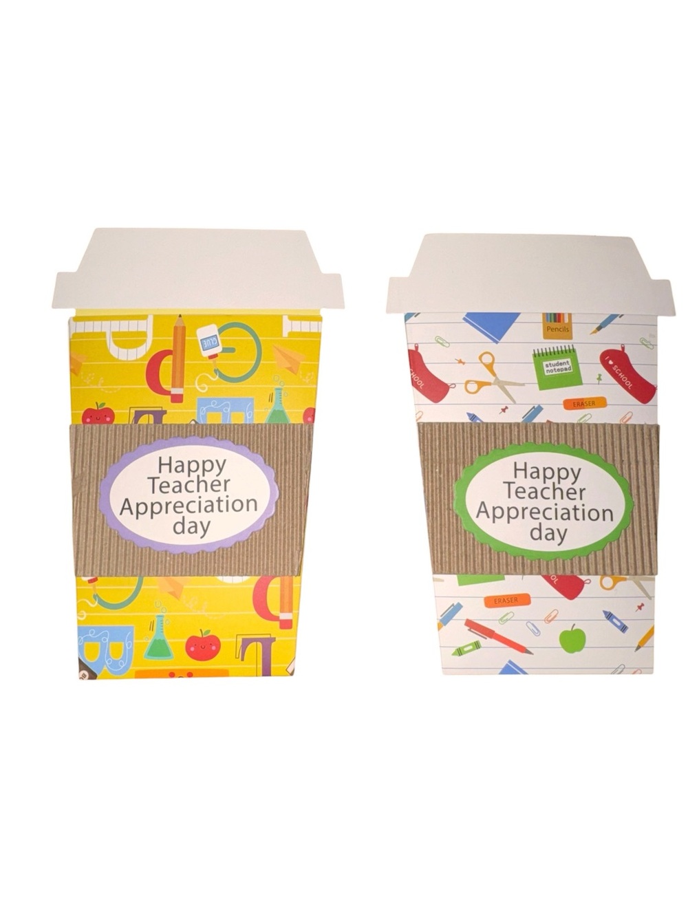 Teacher Appreciation Day Gift Card Holders - Yellow & White Set